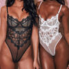 Cut Out Lace Bodysuits Solid Body Top Romper Women Jumpsuits V Neck Sexy Overall Feminino Beach Summer Playsuit White