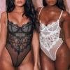 Cut Out Lace Bodysuits Solid Body Top Romper Women Jumpsuits V Neck Sexy Overall Feminino Beach Summer Playsuit White - Image 5